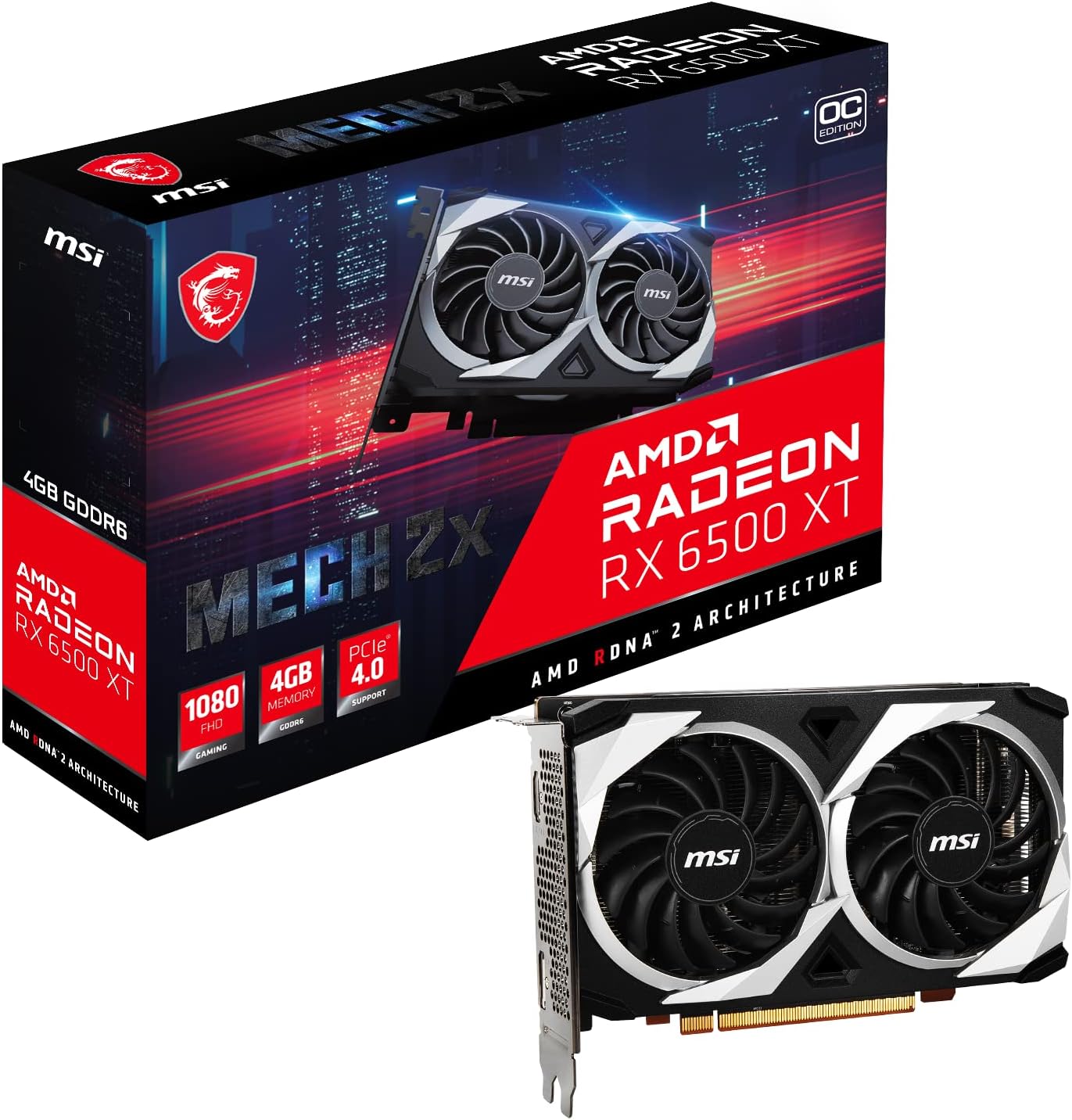 MSI Graphic Card RX 6500XT MECH 2X 4GB OC MSI Graphic Card RX 6500XT MECH 2X 4GB OC